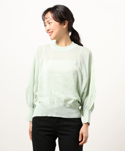 KOBE LETTUCE（コウベレタス）の「7分袖バックシームシアーニットトップス（ニット/セーター・レディース・ベージュ/ネイビー/ミント/ベージュ系その他・FREE）」の13枚目の写真
