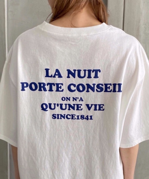 moment+（モーメントプラス）の「コットン100％カラーロゴプリント半袖T（Tシャツ/カットソー・レディース・チャコールグレー/ベージュ/オフホワイト/オレンジ/ブルー/グリーン・M）」の5枚目の写真