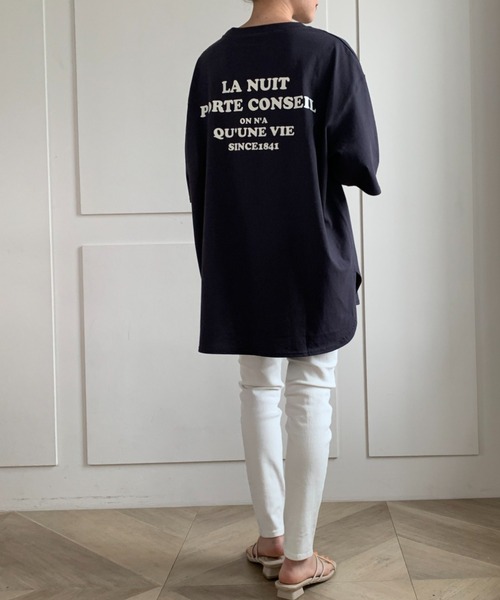 moment+（モーメントプラス）の「コットン100％カラーロゴプリント半袖T（Tシャツ/カットソー・レディース・チャコールグレー/ベージュ/オフホワイト/オレンジ/ブルー/グリーン・M）」の14枚目の写真