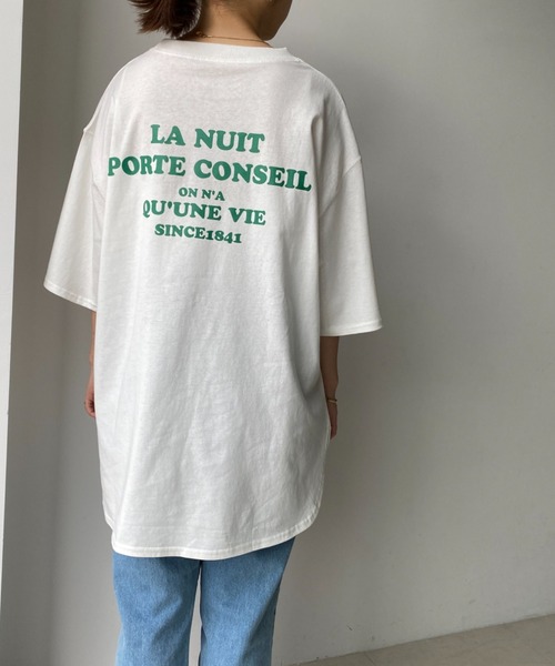 moment+（モーメントプラス）の「コットン100％カラーロゴプリント半袖T（Tシャツ/カットソー・レディース・チャコールグレー/ベージュ/オフホワイト/オレンジ/ブルー/グリーン・M）」の16枚目の写真