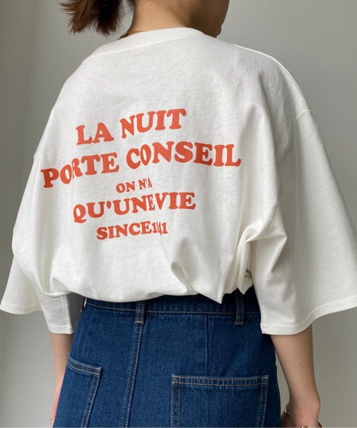 moment+（モーメントプラス）の「コットン100％カラーロゴプリント半袖T（Tシャツ/カットソー・レディース・チャコールグレー/ベージュ/オフホワイト/オレンジ/ブルー/グリーン・M）」の12枚目の写真