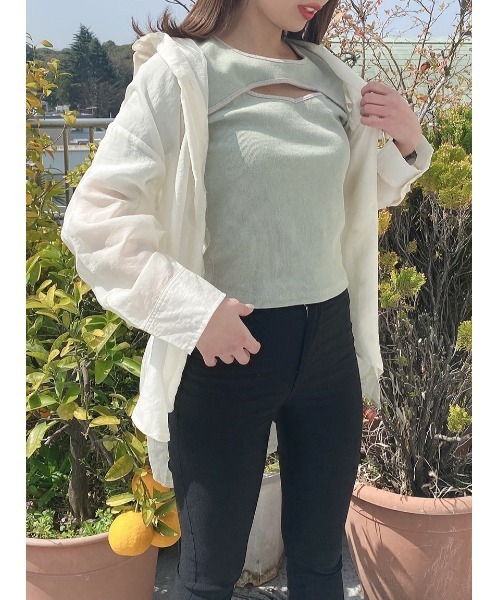 one way（ワンウェイ）の「【oneway】リボン付きシアーシャツ（シャツ/ブラウス・レディース・ホワイト/ライトグレー/ブラック/ライトイエロー/ライトブラウン・FREE）」の12枚目の写真