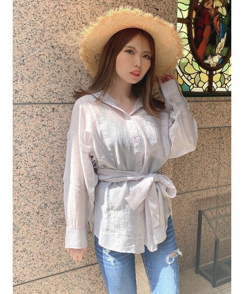 one way（ワンウェイ）の「【oneway】リボン付きシアーシャツ（シャツ/ブラウス・レディース・ホワイト/ライトグレー/ブラック/ライトイエロー/ライトブラウン・FREE）」の15枚目の写真