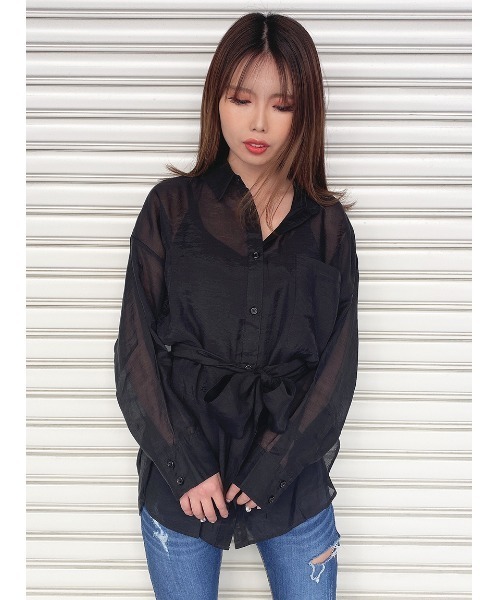 one way（ワンウェイ）の「【oneway】リボン付きシアーシャツ（シャツ/ブラウス・レディース・ホワイト/ライトグレー/ブラック/ライトイエロー/ライトブラウン・FREE）」の16枚目の写真