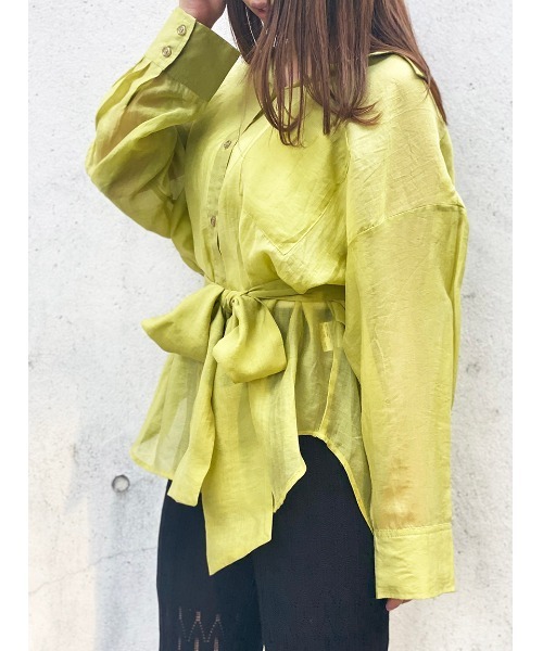 one way（ワンウェイ）の「【oneway】リボン付きシアーシャツ（シャツ/ブラウス・レディース・ホワイト/ライトグレー/ブラック/ライトイエロー/ライトブラウン・FREE）」の21枚目の写真