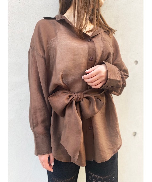 one way（ワンウェイ）の「【oneway】リボン付きシアーシャツ（シャツ/ブラウス・レディース・ホワイト/ライトグレー/ブラック/ライトイエロー/ライトブラウン・FREE）」の20枚目の写真