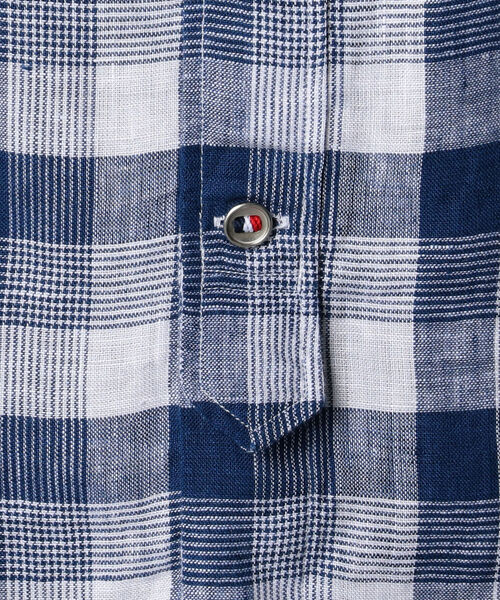 NOLLEY'S goodman（ノーリーズグッドマン）の「パラシュートボタン リネン七分袖 シャツ（シャツ/ブラウス・メンズ・ホワイト/ネイビー/ブルー系その他2/ブルー系その他3/レッド系その他3・S/M/L/XL）」の13枚目の写真