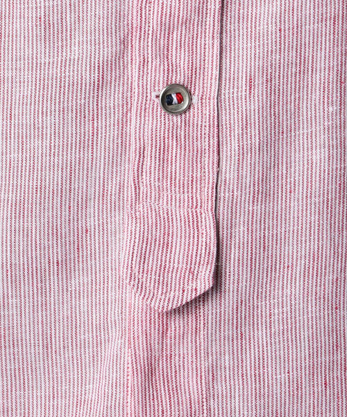 NOLLEY'S goodman（ノーリーズグッドマン）の「パラシュートボタン リネン七分袖 シャツ（シャツ/ブラウス・メンズ・ホワイト/ネイビー/ブルー系その他2/ブルー系その他3/レッド系その他3・S/M/L/XL）」の15枚目の写真