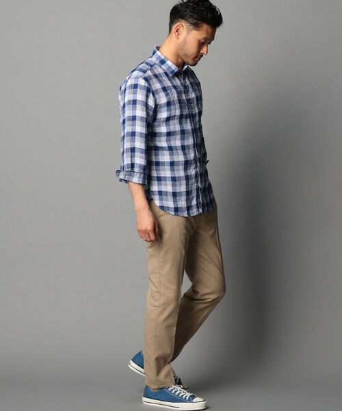 NOLLEY'S goodman（ノーリーズグッドマン）の「パラシュートボタン リネン七分袖 シャツ（シャツ/ブラウス・メンズ・ホワイト/ネイビー/ブルー系その他2/ブルー系その他3/レッド系その他3・S/M/L/XL）」の16枚目の写真