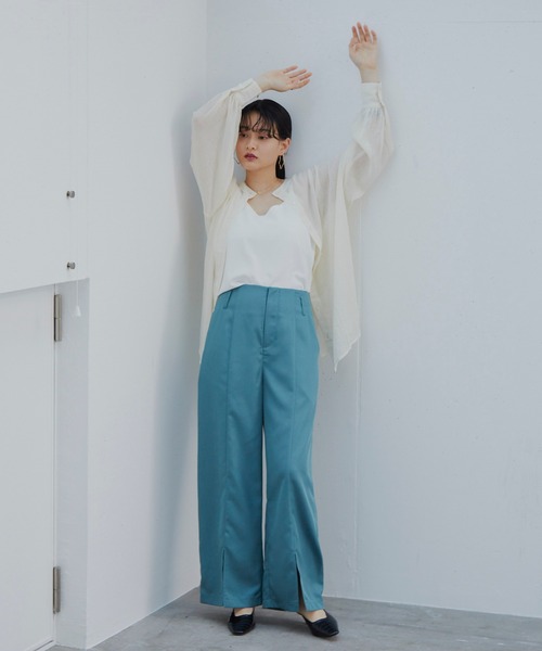 Happy John（ハッピージョン）の「センタースリットカラーパンツ（その他パンツ・レディース・ブラック/グリーン/マスタード・SMALL/MEDIUM）」の4枚目の写真