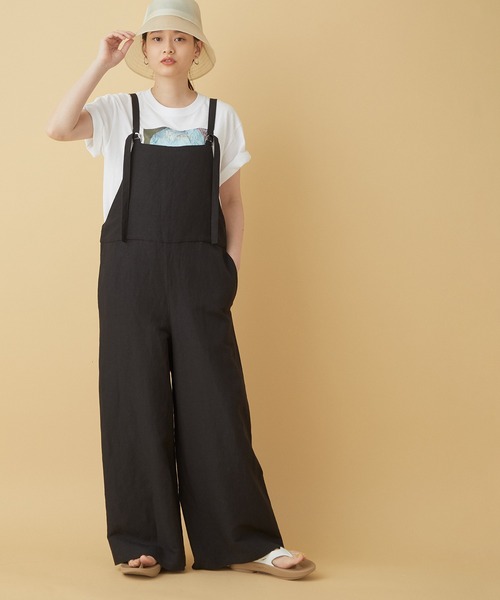 さぼ様♡【美品】ADAM ET ROPE'☆＜逸品シリーズ＞バンブーリネンサロペ ADAM ET ROPÉ FEMME(アダム エ ロペ ファム) / ＜逸品シリーズ