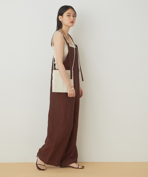 さぼ様♡【美品】ADAM ET ROPE'☆＜逸品シリーズ＞バンブーリネンサロペ ADAM ET ROPE'（アダムエロペ）の「＜逸品シリーズ＞バンブー