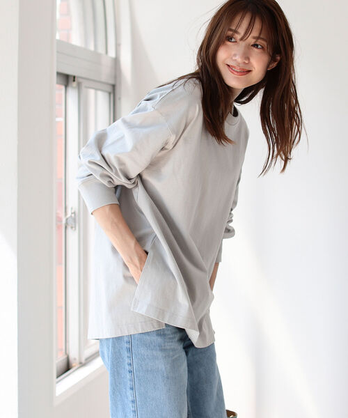 B:MING by BEAMS（ビーミングバイビームス）の「B:MING by BEAMS / USAコットン ビッグ Tシャツ 21AW-R（Tシャツ/カットソー・レディース・ライトグレー/ブラック/オフホワイト/ベージュ系・ONE SIZE）」の4枚目の写真