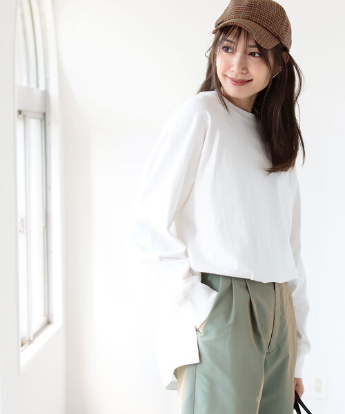 B:MING by BEAMS（ビーミングバイビームス）の「B:MING by BEAMS / USAコットン ビッグ Tシャツ 21AW-R（Tシャツ/カットソー・レディース・ライトグレー/ブラック/オフホワイト/ベージュ系・ONE SIZE）」の8枚目の写真