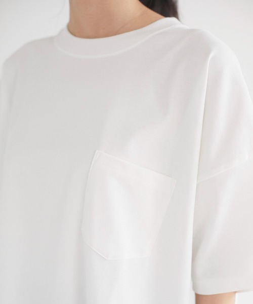 CRAFT STANDARD BOUTIQUE（クラフトスタンダードブティック）の「プレーティング半袖プルオーバー　＊【汗ジミ防止】【吸水速乾】 【UV CUT】（Tシャツ/カットソー・レディース・ブラック/ベージュ/ブラウン/オフホワイト/ミント・FREE）」の8枚目の写真