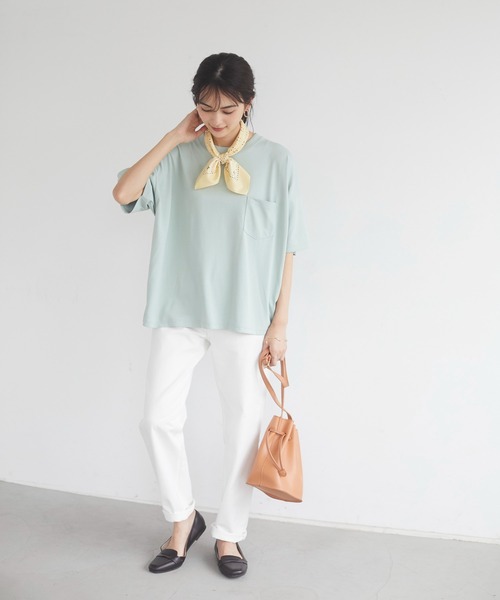 CRAFT STANDARD BOUTIQUE（クラフトスタンダードブティック）の「プレーティング半袖プルオーバー　＊【汗ジミ防止】【吸水速乾】 【UV CUT】（Tシャツ/カットソー・レディース・ブラック/ベージュ/ブラウン/オフホワイト/ミント・FREE）」の17枚目の写真