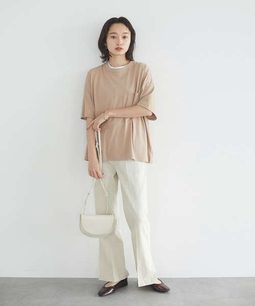 CRAFT STANDARD BOUTIQUE（クラフトスタンダードブティック）の「プレーティング半袖プルオーバー　＊【汗ジミ防止】【吸水速乾】 【UV CUT】（Tシャツ/カットソー・レディース・ブラック/ベージュ/ブラウン/オフホワイト/ミント・FREE）」の14枚目の写真