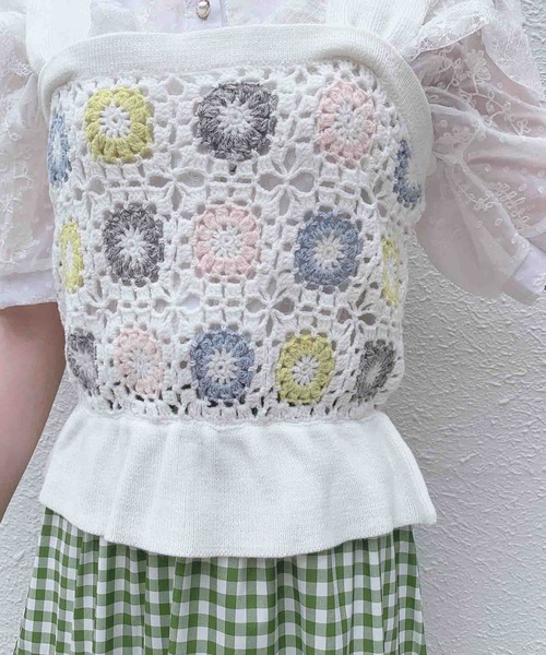 Hamble by Par Avion（ハンブルバイパラビオン）の「かぎ針ビスチェ（その他トップス・レディース・ブラック/アイボリー・ONESIZE）」の3枚目の写真