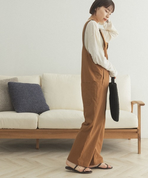 FORK&SPOON（フォークアンドスプーン）の「FORK&SPOON　タスランストレッチオーバーオール（サロペット/オーバーオール・レディース・ブラック/ブラウン・ONE）」の5枚目の写真