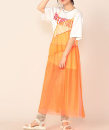 プリーツチュールキャミワンピース