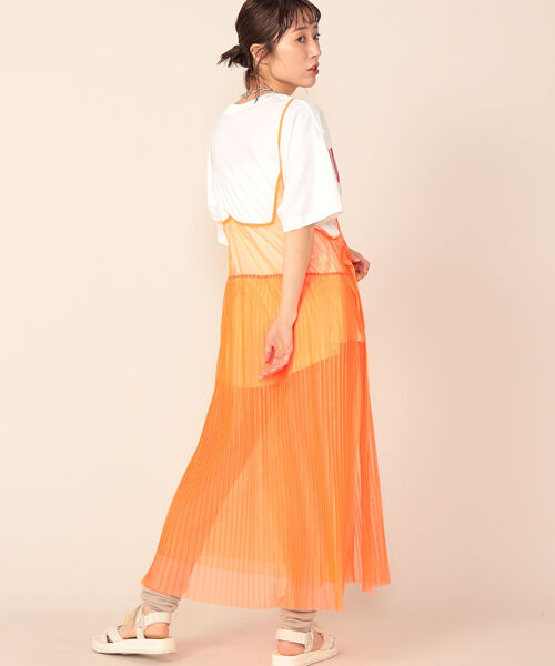 Rie Miller（リエミラー）の「プリーツチュールキャミワンピース（ワンピース・レディース・オレンジ/ブラック・38）」の11枚目の写真