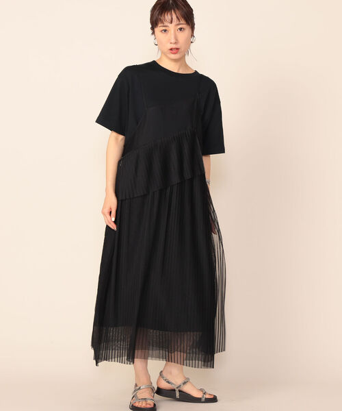 Rie Miller（リエミラー）の「プリーツチュールキャミワンピース（ワンピース・レディース・オレンジ/ブラック・38）」の15枚目の写真