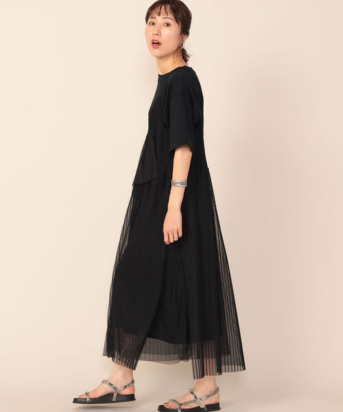 Rie Miller（リエミラー）の「プリーツチュールキャミワンピース（ワンピース・レディース・オレンジ/ブラック・38）」の7枚目の写真