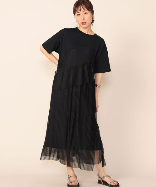 Rie Miller（リエミラー）の「プリーツチュールキャミワンピース（ワンピース・レディース・オレンジ/ブラック・38）」の5枚目の写真