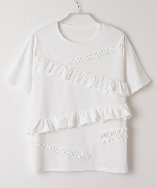 RAW FUDGE(ローファッジ)の「デザインフリルTシャツ(Tシャツ/カットソー・レディース・ホワイト/ブラック/オフホワイト・M)」の5枚目の写真