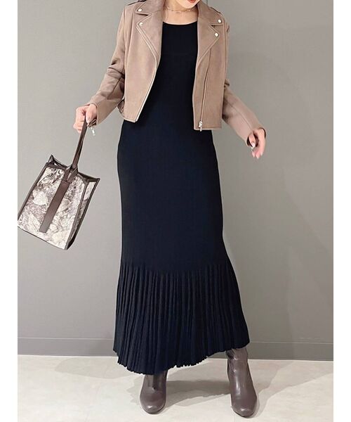 MERCURYDUO(マーキュリーデュオ)の「フェイクスエードライダースジャケット(テーラードジャケット・レディース・ブラウン/アイボリー・FREE)」の10枚目の写真