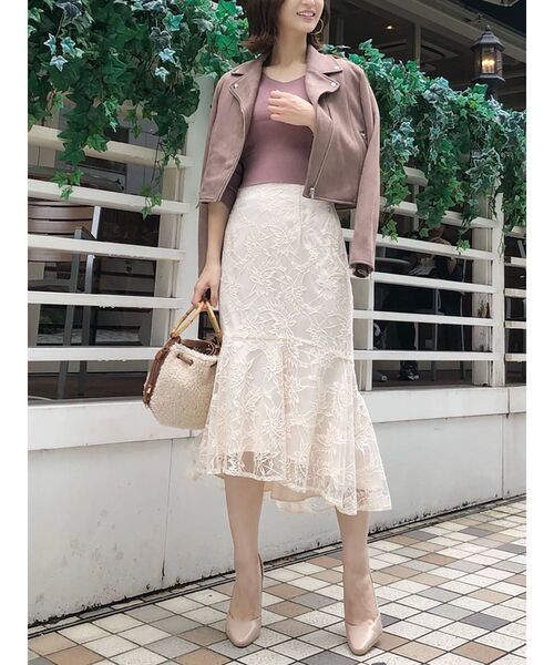 MERCURYDUO(マーキュリーデュオ)の「フェイクスエードライダースジャケット(テーラードジャケット・レディース・ブラウン/アイボリー・FREE)」の5枚目の写真