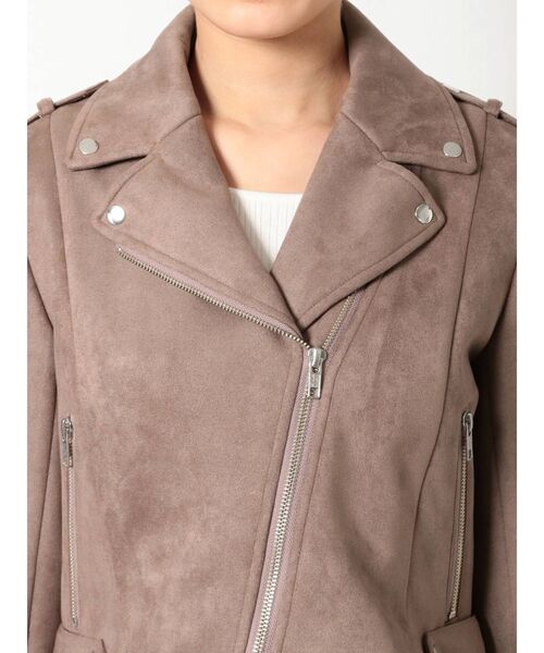 MERCURYDUO(マーキュリーデュオ)の「フェイクスエードライダースジャケット(テーラードジャケット・レディース・ブラウン/アイボリー・FREE)」の9枚目の写真