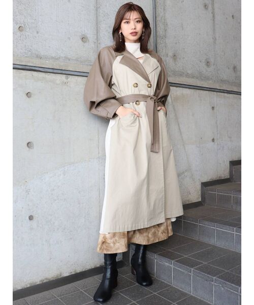 MURUA（ムルーア）の「マテリアルミックストレンチコート（トレンチコート・レディース・カーキ/その他1/アイボリー・FREE）」の6枚目の写真
