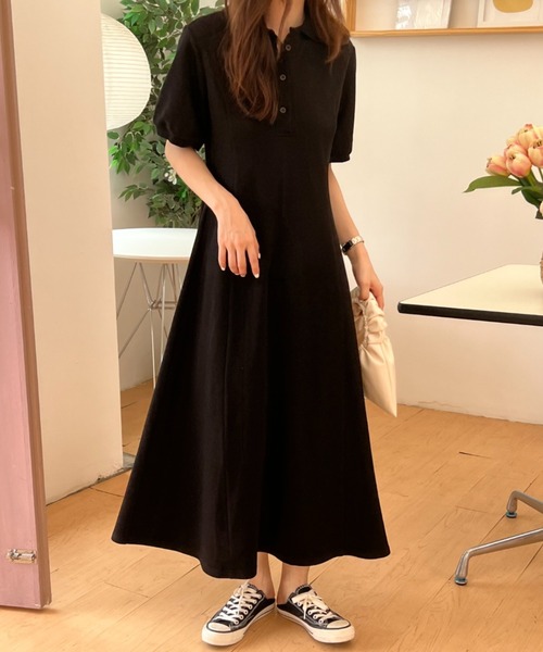 ABITOKYO(アビトーキョー)の「パフスリーブポロ衿ロングワンピース(ワンピース・レディース・ブラック/グレー/モカ/グリーン/ピンク/ボルドー/ネイビー/ブルーグリーン/オレンジ/イエロー/ベージュ・S/M)」の12枚目の写真