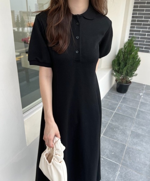 ABITOKYO(アビトーキョー)の「パフスリーブポロ衿ロングワンピース(ワンピース・レディース・ブラック/グレー/モカ/グリーン/ピンク/ボルドー/ネイビー/ブルーグリーン/オレンジ/イエロー/ベージュ・S/M)」の22枚目の写真
