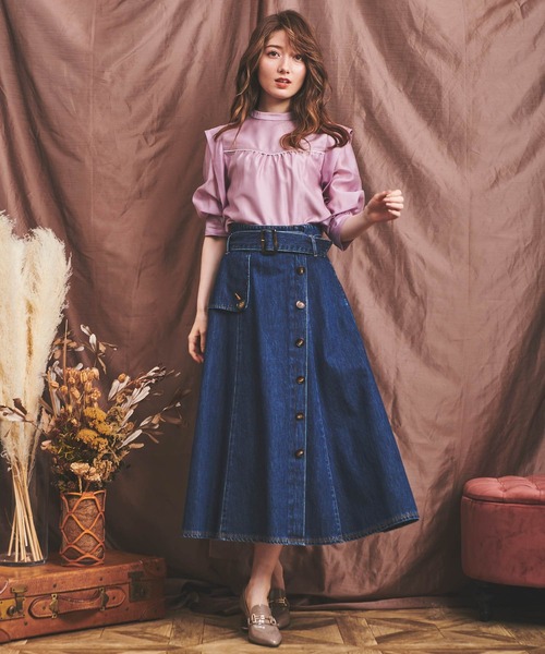 NOELA（ノエラ）の「トレンチディティールデニムスカート（デニム