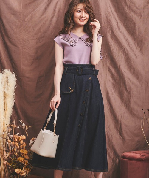 NOELA（ノエラ）の「トレンチディティールデニムスカート（デニム