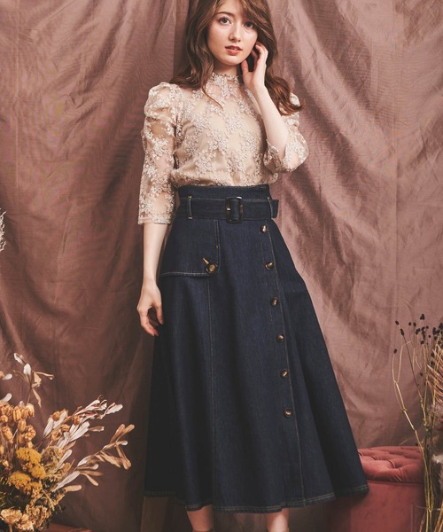 NOELA（ノエラ）の「トレンチディティールデニムスカート（デニム