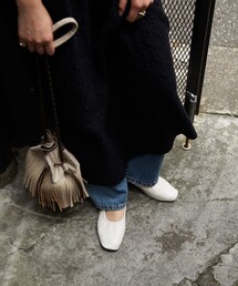 ▽【WEB限定】スクエアトゥギャザーバレエシューズ