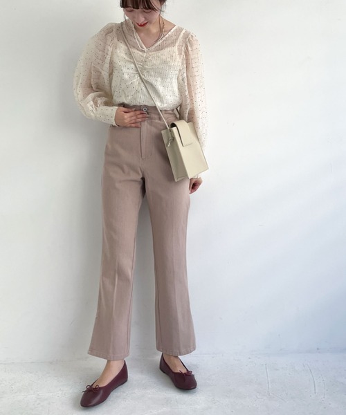 archives（アルシーヴ）の「シアードットパワショルブラウス（シャツ/ブラウス・レディース・ピンクベージュ/ミント/オフホワイト・MEDIUM）」の9枚目の写真