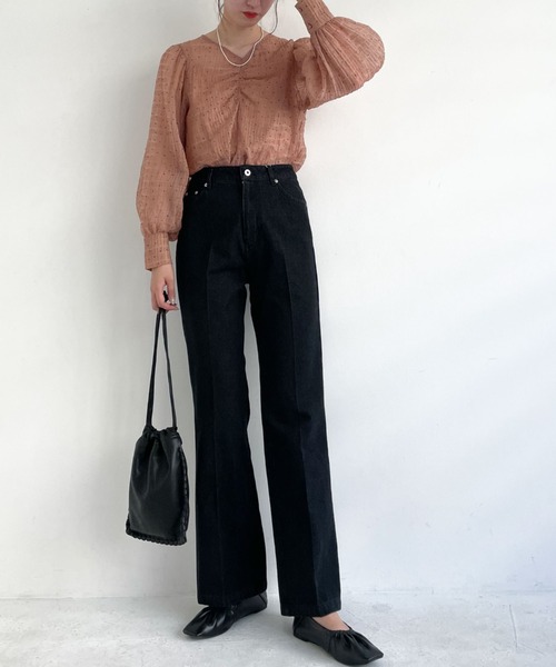 archives（アルシーヴ）の「シアードットパワショルブラウス（シャツ/ブラウス・レディース・ピンクベージュ/ミント/オフホワイト・MEDIUM）」の4枚目の写真