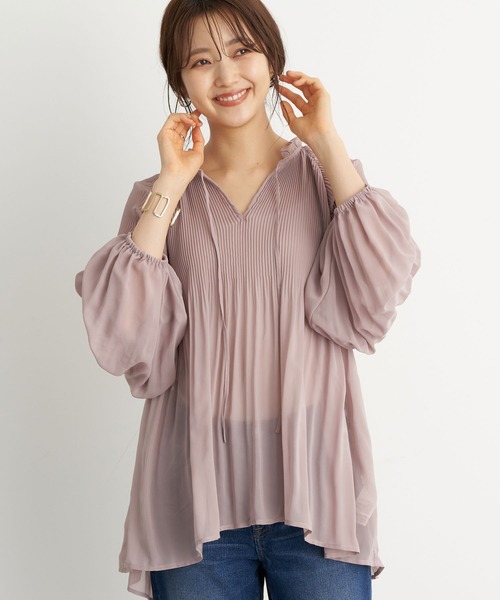 earth music&ecology（アースミュージックアンドエコロジー）の「前後2wayシフォンブラウス ＊（シャツ/ブラウス・レディース・ブラック/ピンクベージュ/ホワイト系その他2・FREE）」の3枚目の写真