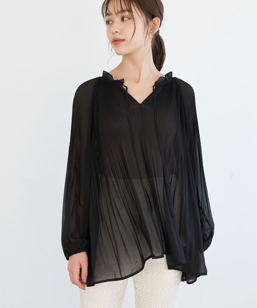 earth music&ecology（アースミュージックアンドエコロジー）の「前後2wayシフォンブラウス ＊（シャツ/ブラウス・レディース・ブラック/ピンクベージュ/ホワイト系その他2・FREE）」の2枚目の写真