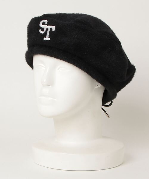SUPERTHANKS（スーパーサンクス）の「【SUPERTHANKS】COLLEGE LOGO BOA BELET（ハンチング/ベレー帽・レディース・ブラック/グレー/モカ・FREE）」の2枚目の写真