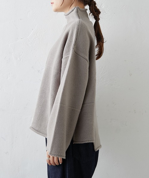 PUAL CE CIN(ピュアルセシン)の「【Du noir】パッチワーク風ハイネックニット(ニット/セーター・レディース・モカ/グレー/ブラック・FREE)」の20枚目の写真