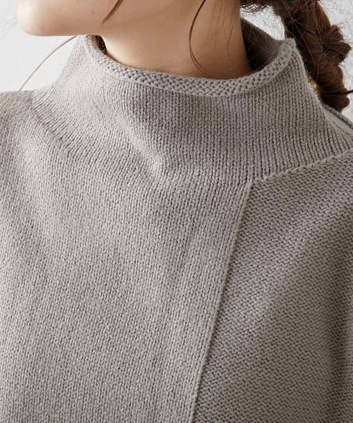 PUAL CE CIN(ピュアルセシン)の「【Du noir】パッチワーク風ハイネックニット(ニット/セーター・レディース・モカ/グレー/ブラック・FREE)」の6枚目の写真