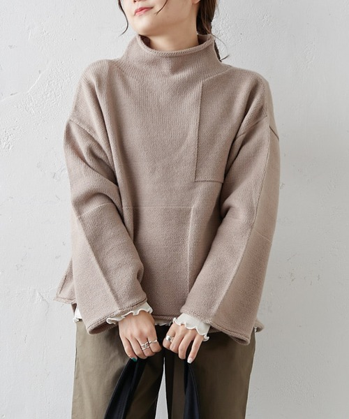 PUAL CE CIN(ピュアルセシン)の「【Du noir】パッチワーク風ハイネックニット(ニット/セーター・レディース・モカ/グレー/ブラック・FREE)」の16枚目の写真