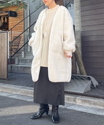 Omekashi | リバーシブルキルティングコート(ノーカラーコート)