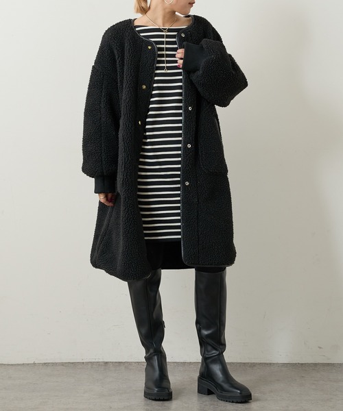 Omekashi（オメカシ）の「リバーシブルキルティングコート（ノーカラーコート・レディース・オフホワイト/ブラック・FREE）」の17枚目の写真