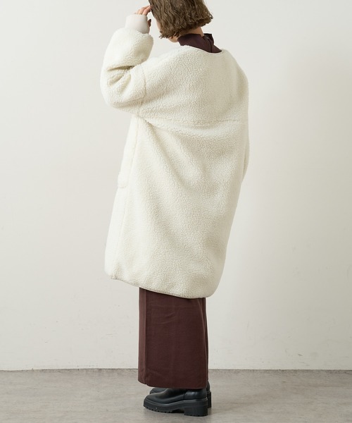 Omekashi（オメカシ）の「リバーシブルキルティングコート（ノーカラーコート・レディース・オフホワイト/ブラック・FREE）」の12枚目の写真